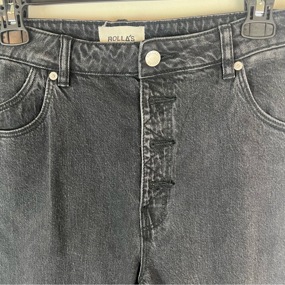 Rolla's Eastcoast Crop High Rise Flare Jeans black Raw Hem Size 30 - Picture 4 of 10
